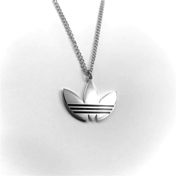 NEW ADIDAS INSPIRED LOGO SILVER PLATED METAL NECKLACE 24" WITH ADJUSTER‎ - Picture 3 of 5